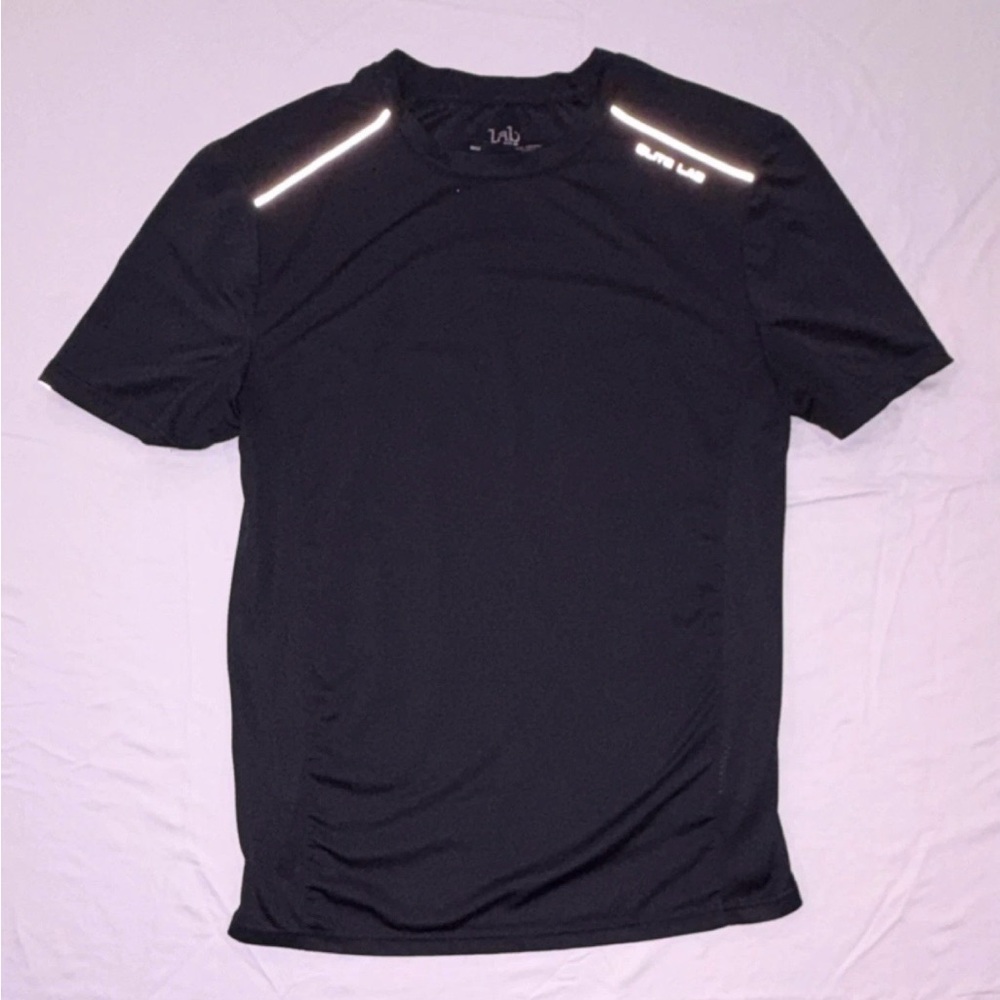 Elite Lab Men's Reflective Athletic T-Shirt Black Crew Neck Short Sleeve M
